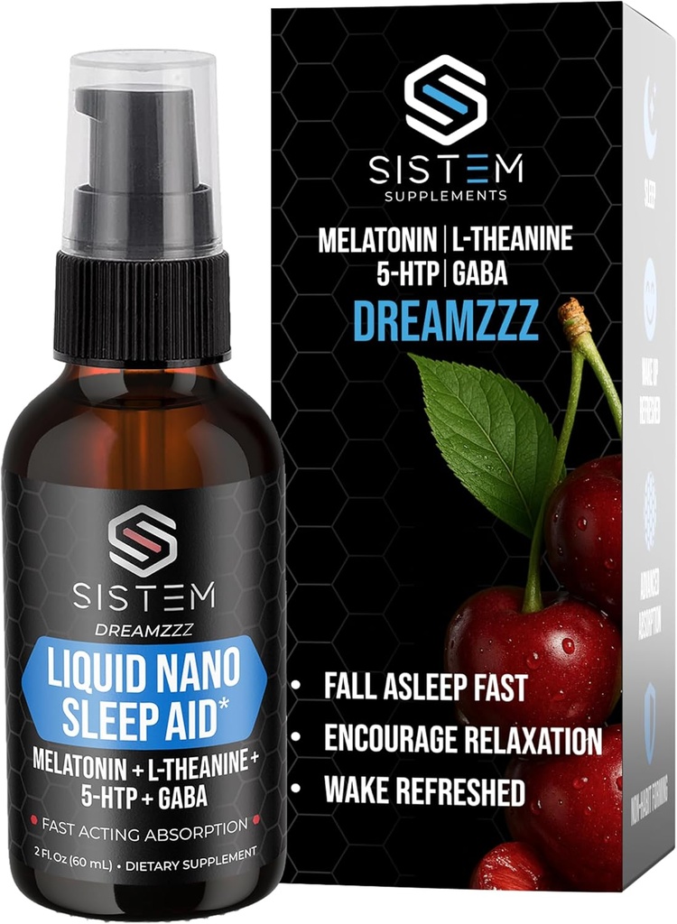Spray d'aide au sommeil Nano liquide avec la mélatonine, GABA, L-Theanine, supplément 5-HTP, favorise le sommeil et la restauration calmes et reposants, aide au sommeil liquide pour les adultes, Dreamzzz par Sitem