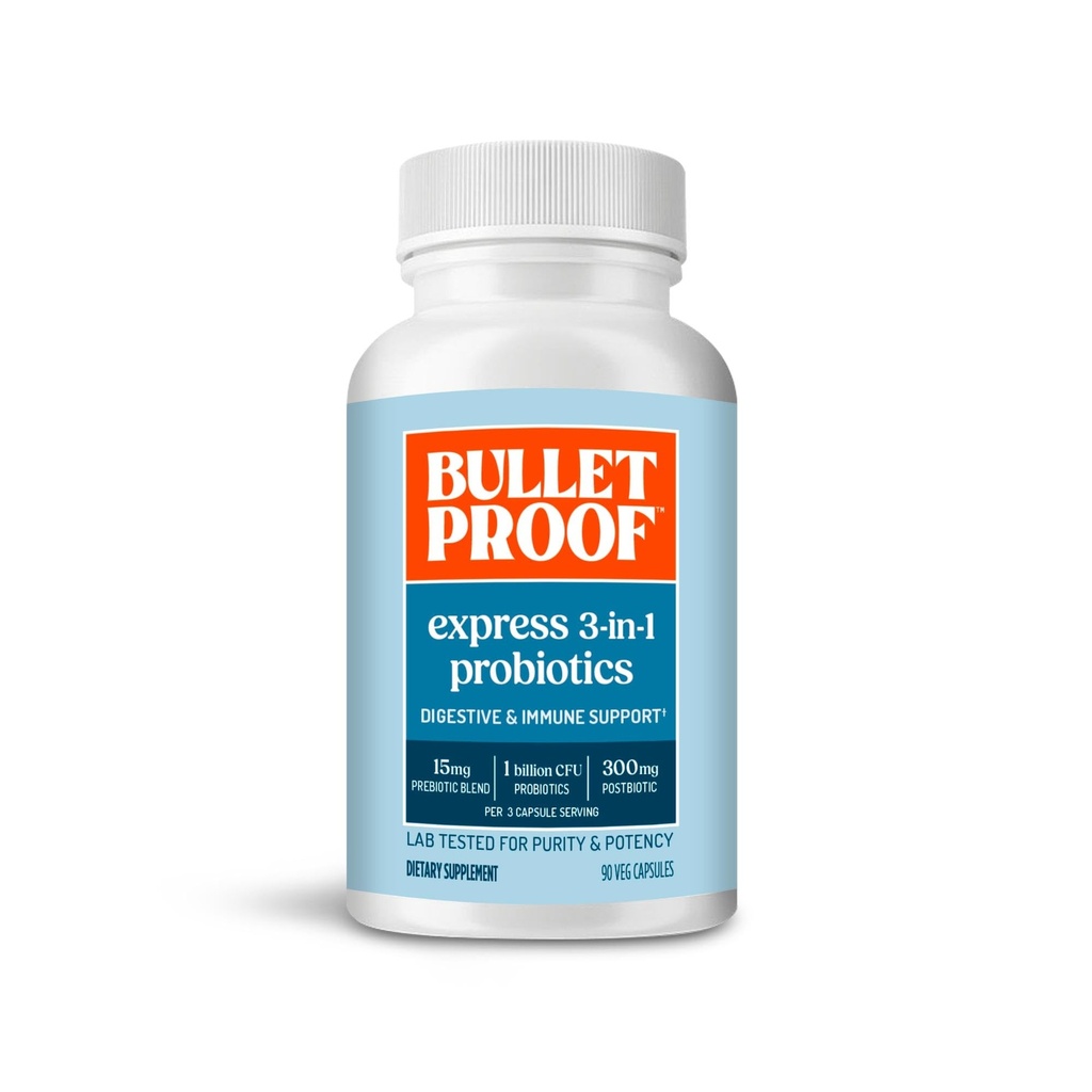 Express 3-en-1 Probiotique, 90 Comte, Supplément pour la santé rapide et soutenue de Gut
