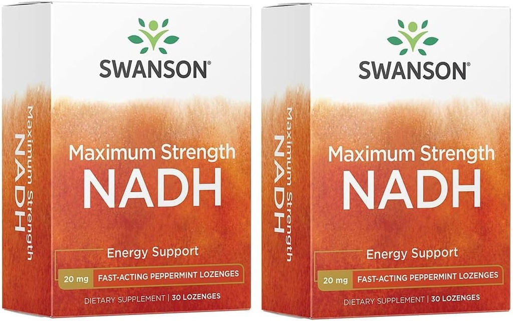 Swanson Maximale sterkte NADH - Snelwerkende Peppermint Lozenges om de ondersteuning van hersenen Gezondheid en energie te bevorderen - Vitamine B3 Co-enzym om vermoeidheid te helpen bestrijden - (30 tabletten, 20 mg elke) 2 Pack