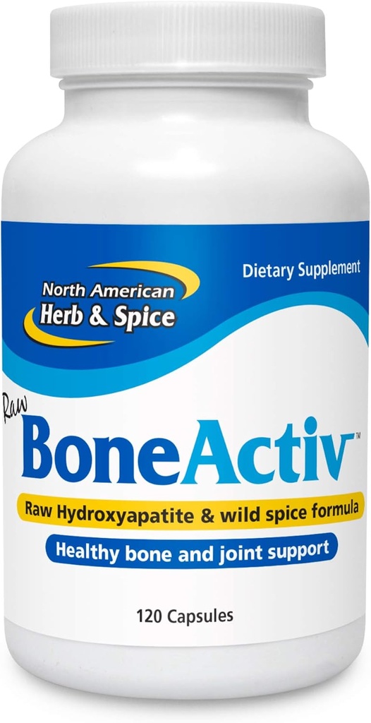 NOORD AMERIKAANSE HERB & SPICE BoneActiv - 120 Capsules - Bone & Joint Support - MCHA, Salie, Rosemary, Oreganol P73 Oregano Oil - Non-GMO - 30 Servers