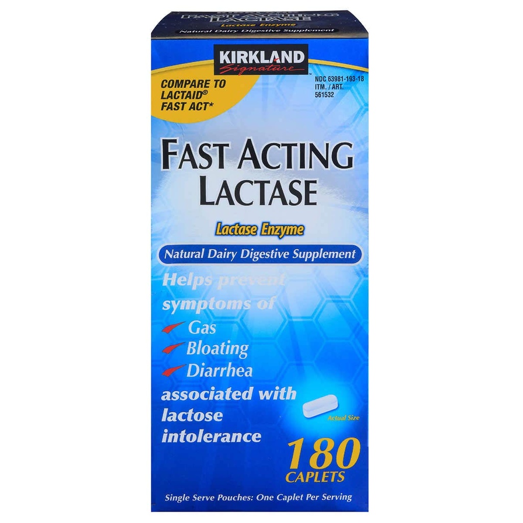 Kirkland Handtekening Snelle Acterende Lactase Enzyme 180 Tel.