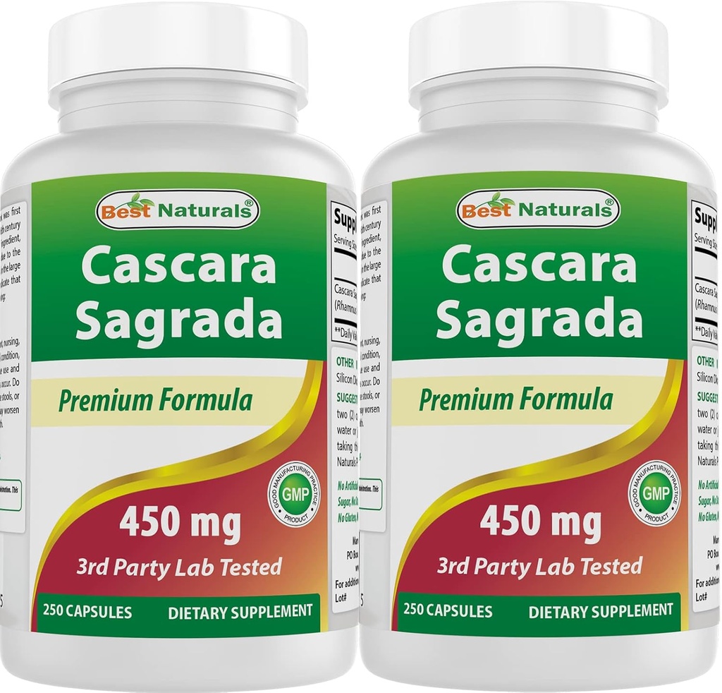 Best Naturals Cascara Sagrada 450 mg 250 capsules (250 telling (verpakking 2))