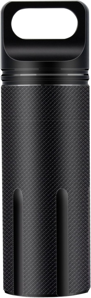 SHD Outdoor EDC Pill Box Container, Black Aluminium Legering Single Chamber Capsule Waterdichte pil houder geval voor Wandelen Camping