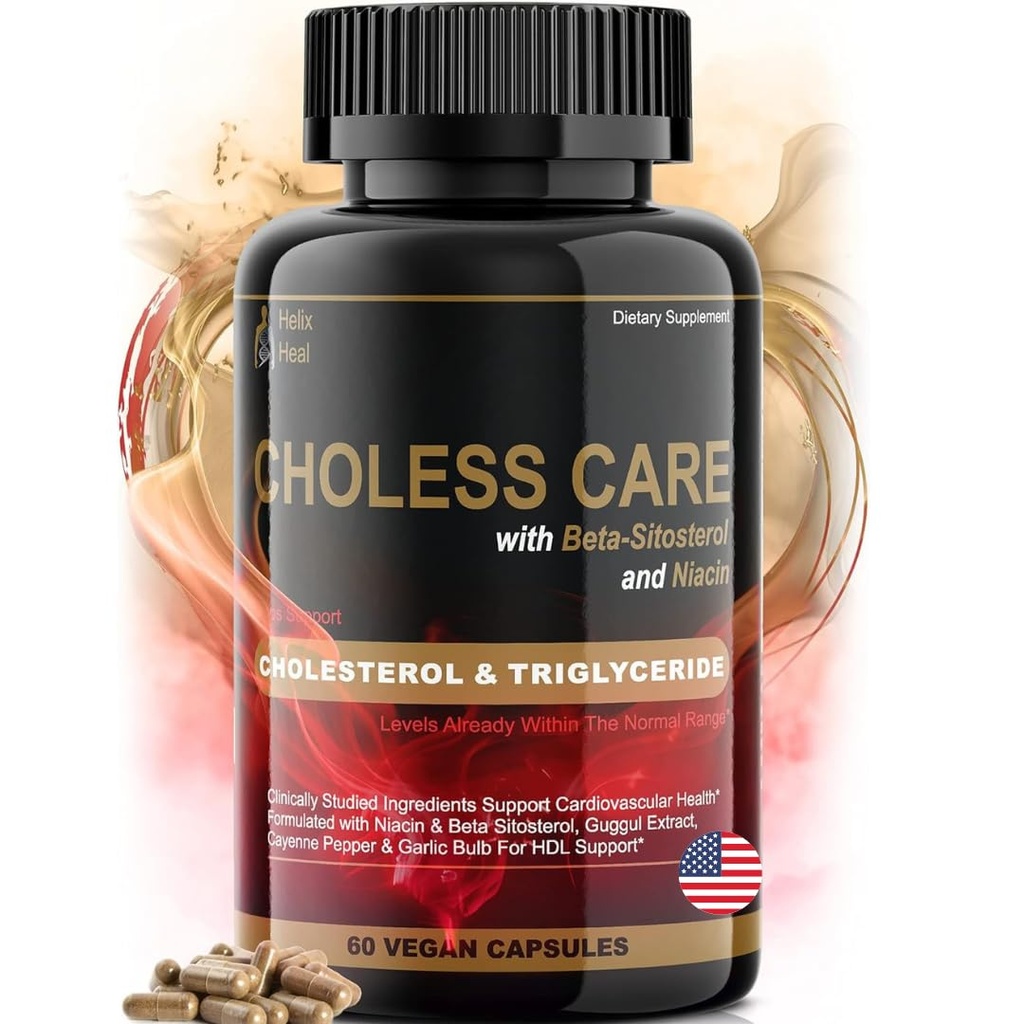 Cholesterol Supplement - Triglyceriden Ondersteuning Capsules w. Biologische, Odorless Knoflook, Cayenne Pepper, Plant Sterols ter ondersteuning van normale HDL en LDL Cholesterol niveaus w. Antioxidant Niacin (Vitamine B3)