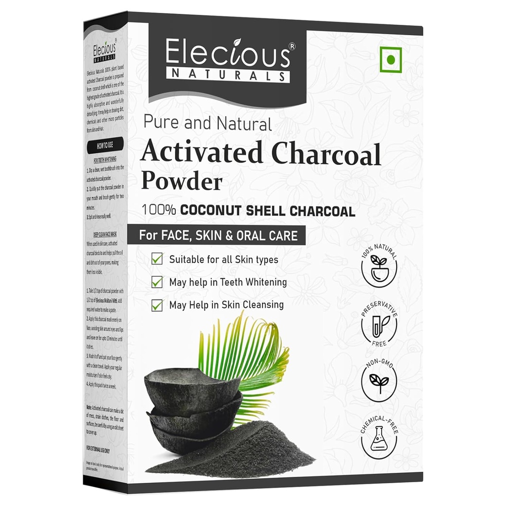 Natuurlijken Actieve Charcoal Poeder Ideaal voor gezicht en huid verwijderd Dode Huid, Onzuiverheden en Ontgiftende Huid Kokosnoot Houtskool Poeder 100% Natuurlijke 200gm