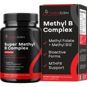 Gemethyleerd B Complex Vitamin Supplement - Bioactive Methyl B Complex with 5-MTHF Methyl Folate & B12 Methylcobalamine for Brain Heart Energy & Homocysteïne Support - Super Vitamin B Complex (30 tellingen)
