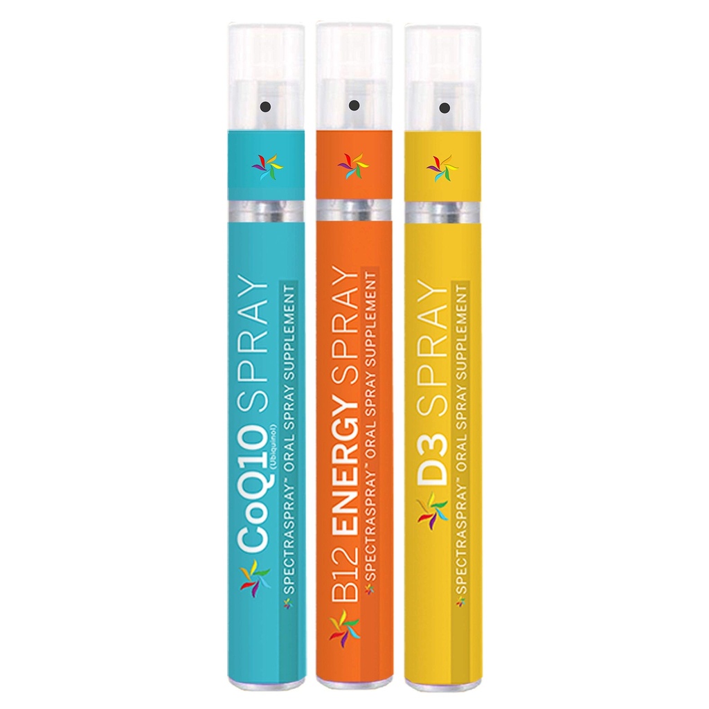 Spectraspray vitaminespray - set tegen veroudering en actieve levensstijl (D3, B12, & COQ10)