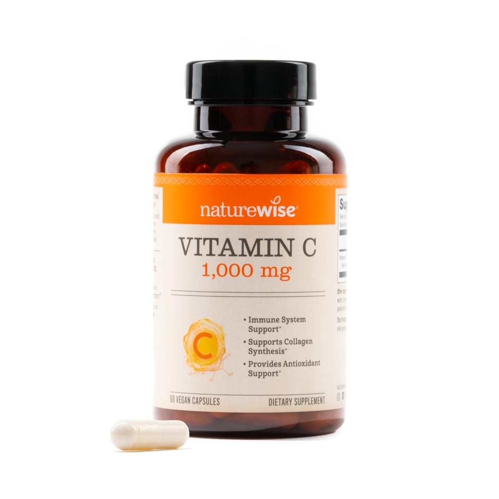 NatureWise Vitamine C 1000mg Capsules - Extra sterkte Vegan Vitamine C voor Dagelijkse Antioxidant & Immuun Ondersteuning - Niet-GMO, Verenigde Staten Vervaardigd - 60 Capsules[60-Day Supply]
