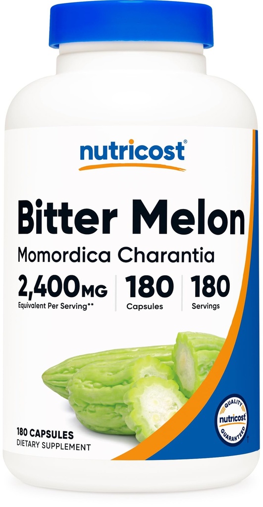 Nutricost Bitter Melon 600mg (2 400mg équivalent), 180 Capsules - Sans gluten, sans OGM