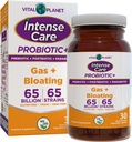 Vital Planet - Intense Care Gas & Bloating Probiotica, Prebiotica, Postbiotica, Parabiotica, 4-in-1 Gekoeld supplement voor volwassenen, 65 miljard CFU, 65 strains, Digestief en Immuun, 30 ct