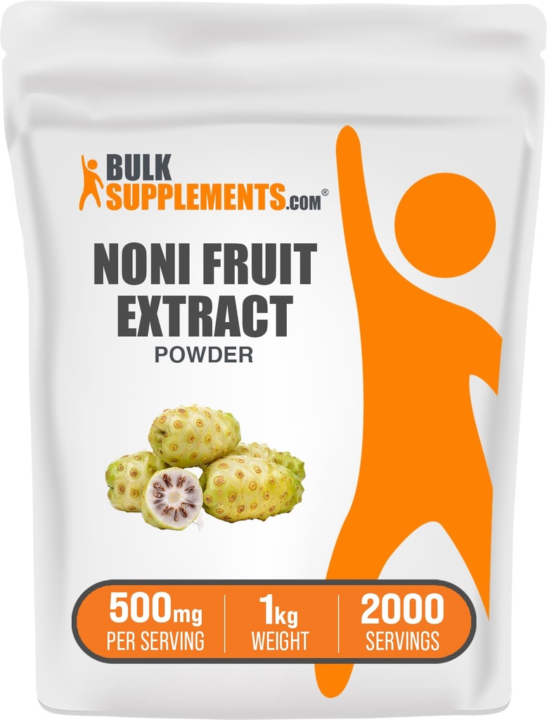 BulkSupplements.com Noni Fruit Extract Poeder - Noni Fruit Supplement, Superfood Poeder - Glutenvrij, 500mg per portie, 1kg (2,2 lbs) (verpakking van 1)