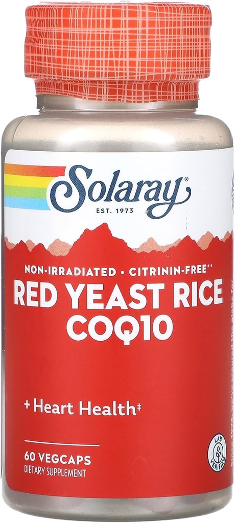 Solaray Red Gist Rice Plus CoQ-10-60 Vegetarian Capsules