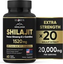 Supplément Himalayan Shilajit, 60 capsules, extrait de poudre, 60% d'acide fulvic, 85+ Trace Minerals, Energy & Immune Support Shilajit pour les hommes et les femmes, alternative à la résine ou les pilules authentiques