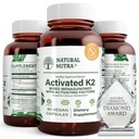 Nutra naturel spectre complet supplément vitamine K2, soutien santé cardiovasculaire, fonction hépatique, santé métabolique, santé cardiaque, aide favorise la santé osseuse et dentaire, 75 mcg, 60 capsules (paquet de 2)