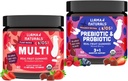 Llama Naturals Kids Multivitamine en Probiotica en Prebiotica Bundle, Vegan, Biologische Gut Health en Immune Ondersteuning Gummies, Real Fruit Gummy Vitaminen, Geen Toegevoegd Suiker Cane, 2 Flessen, 30 Day Supply