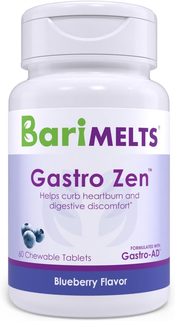 BariMelts Gastro Zen® met Gastro-AD®, 60 Kauwtabletten (1-maandvoorraad), Postbiotica voor verlichting van brandend maagzuur en Gut Health na barirische chirurgie