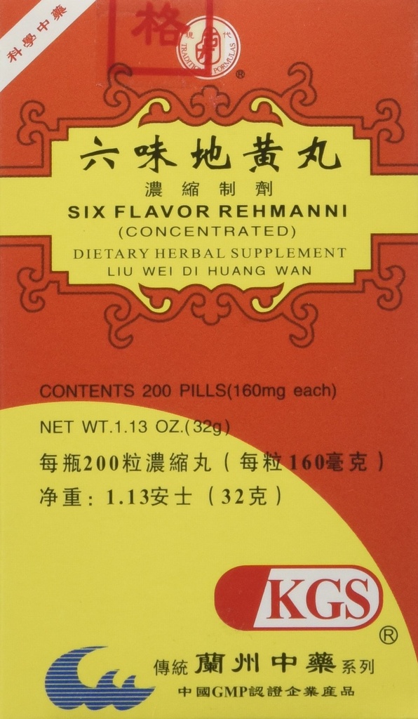 Six Flavor Rehmanni (Liu Wei Di Huang) A001-Luckymart 200 PILLS 160MG Each