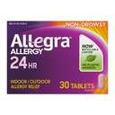 Allegra Adult 24-uurs Allergie Relief Tablets, Non-Drowsy Indoor and Outdoor Allergie Medicine, 180 mg Fexofenadine HCI Antihistamine Pill, 30-Count