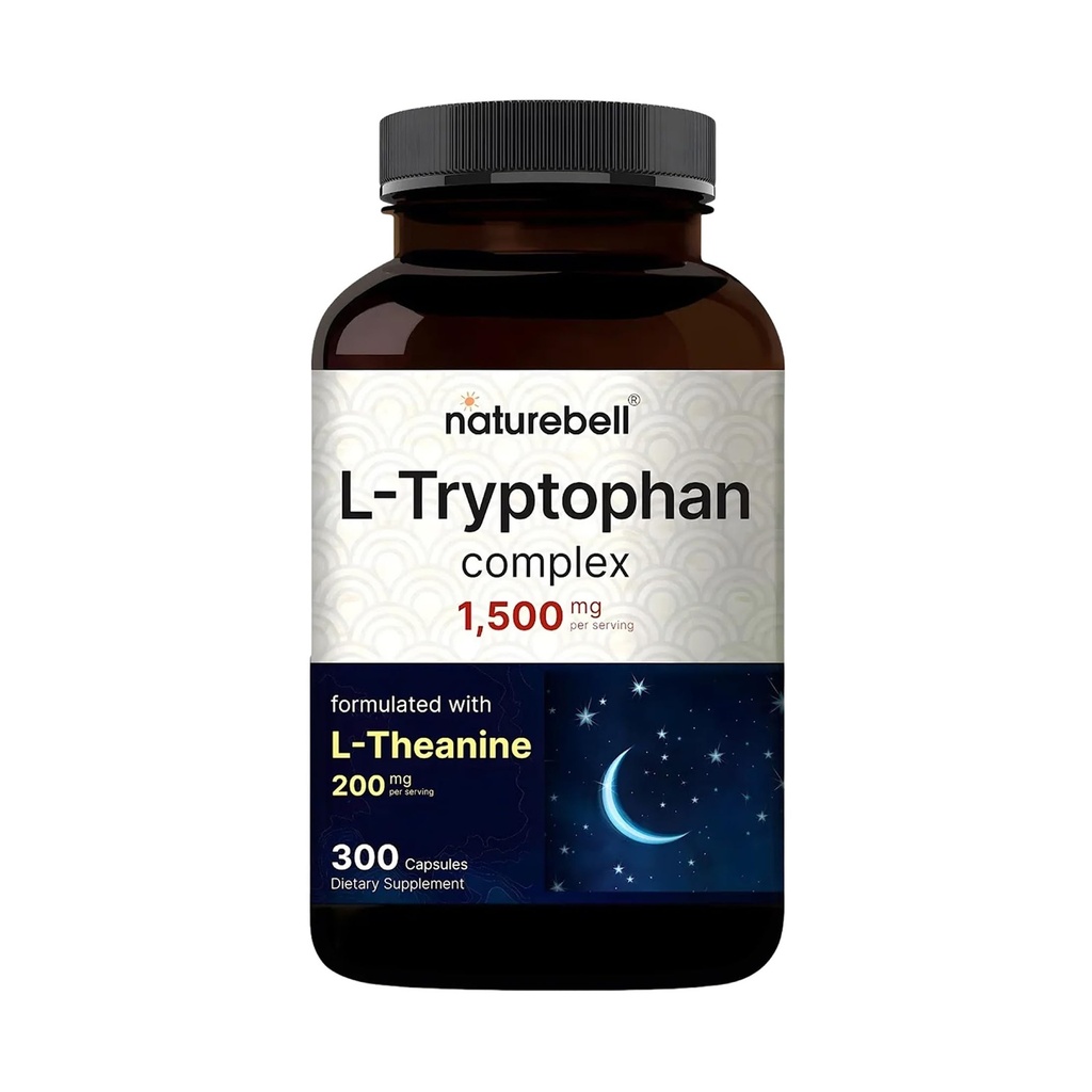 NatureBell L Tryptofan 1300mg met L Theanine 200mg, 300 Capsules 