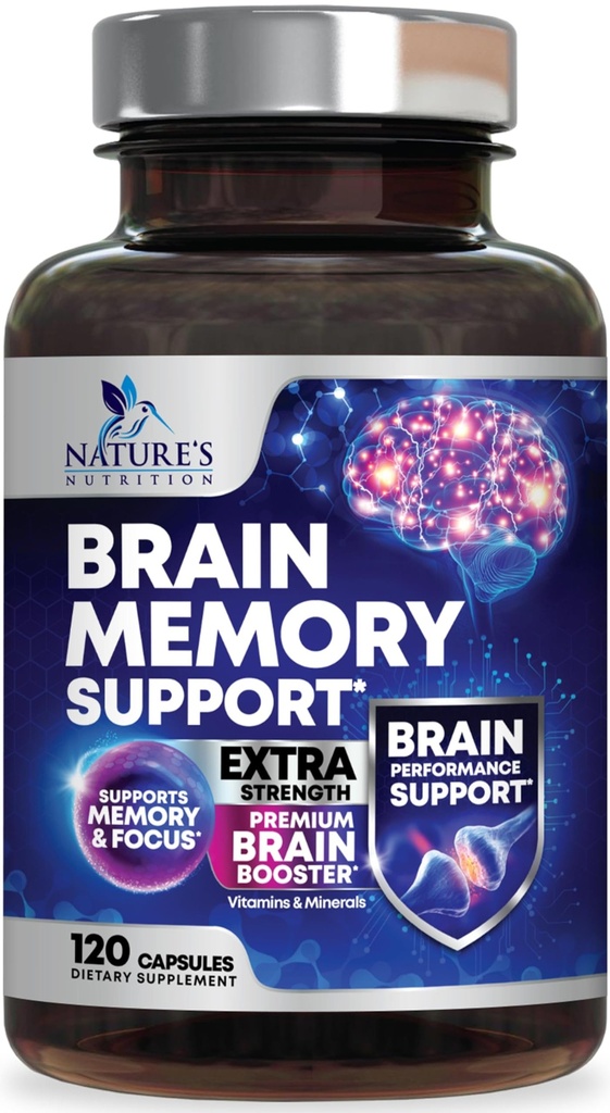 Hersengeheugensupplement Pillen - 3X Strength Nootropics for Concentration, Clarity & Focus Support - Hersengezondheid Cognitieve vitamines met Bacopa, Fosfatidylserine & DMAE, Brain Booster - 120 capsules