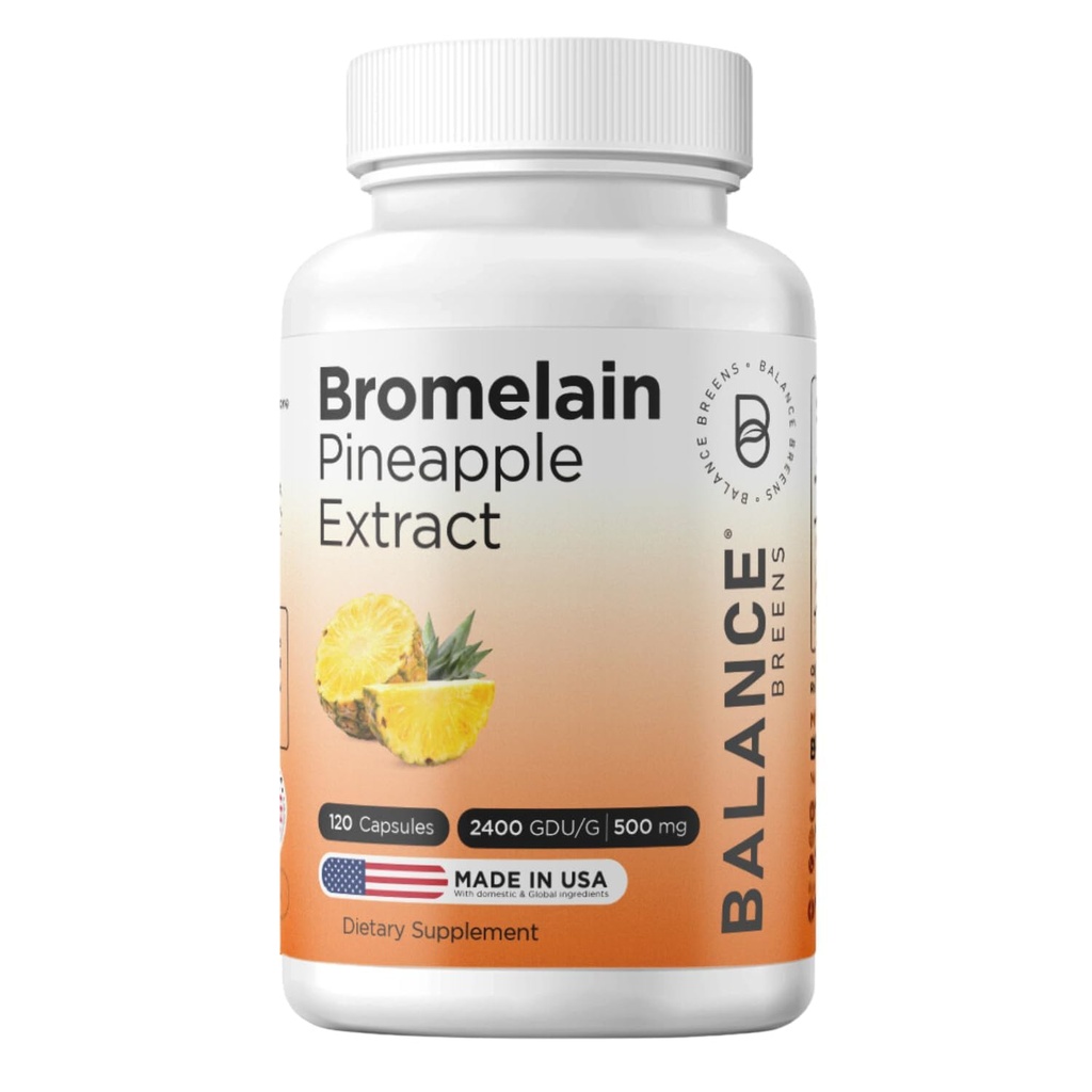 Balancebreens Bromelain 500mg, 120 Capsules - Ananas Extract Digestief Enzyme, Ondersteunt spijsvertering en Joint Health Supplement