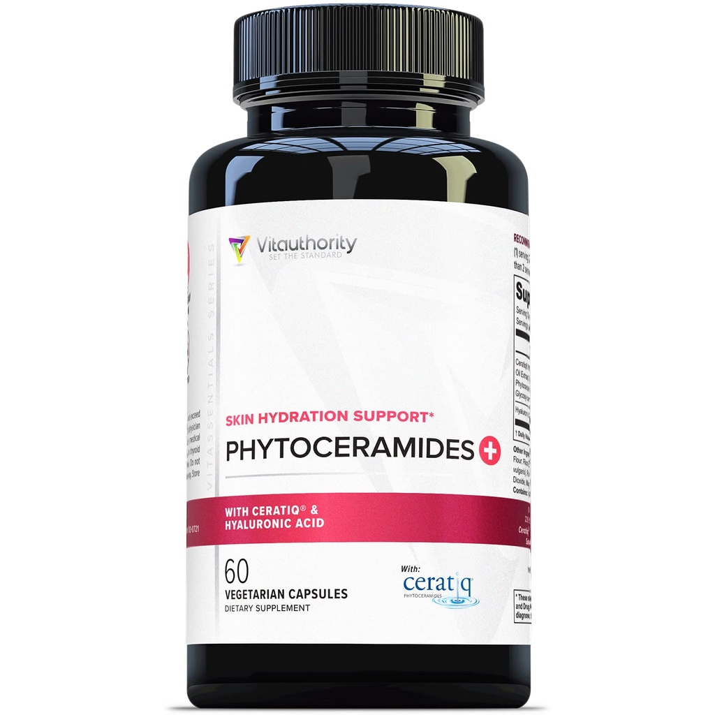 Hydrating Anti Aging Phytoceramides Supplement - Klinisch bewezen Ceratiq Ceramides met Hyaluronzuur 700mg - Huid Barrier Reparatie Itchy Droge Huid Supplement voor Vrouwen