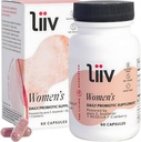 LiiV Probiotics Premium Women's Probiotic (60 Caps) Support Digestive Health Vaginal pH Balance & UT Support 3-in-1 Daily S boulardii Probiotic Blend