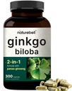 NatureBell Ginkgo Biloba 6 000mg avec Panax Ginseng 500mg par portion de $ 300 Capsules – Max Streng Ginko Biloba Extract Suppléments - favorise la mémoire, la concentration et la santé cérébrale
