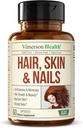 Biotine Hair, Skin & Nails Vitaminen voor vrouwen en mannen. Bevat vitamine C ter ondersteuning van collagen. Supplementen voor sterk haar, stralende huid en nagelgroei. Biotin & Folate Supplement for Women. 60 capsules