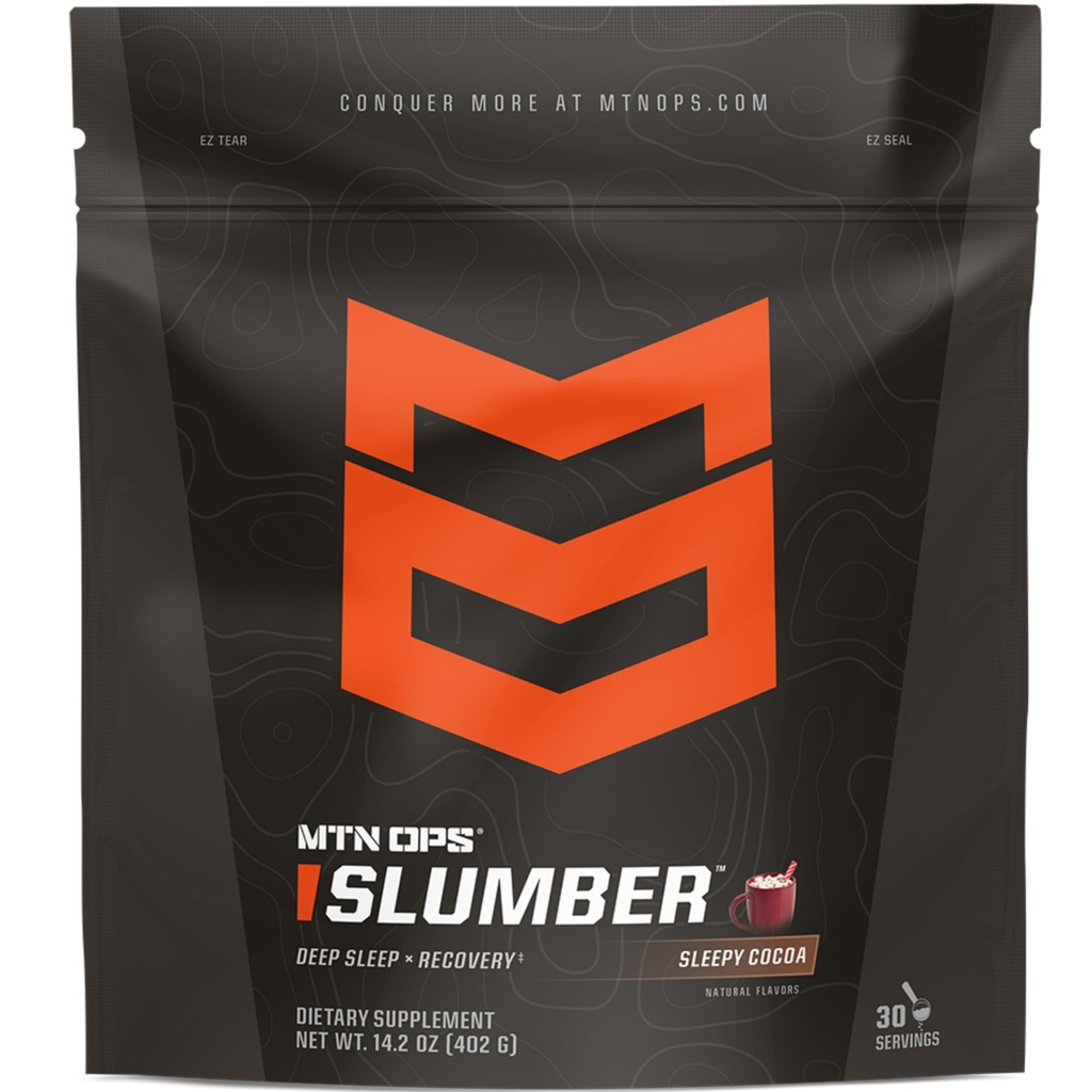 MTN OPS Slumber Sleep Aid for Muscle Recovery & Deep Sleep, Sleepy Cocoa Support Powder Drink Mix, 30 Servings