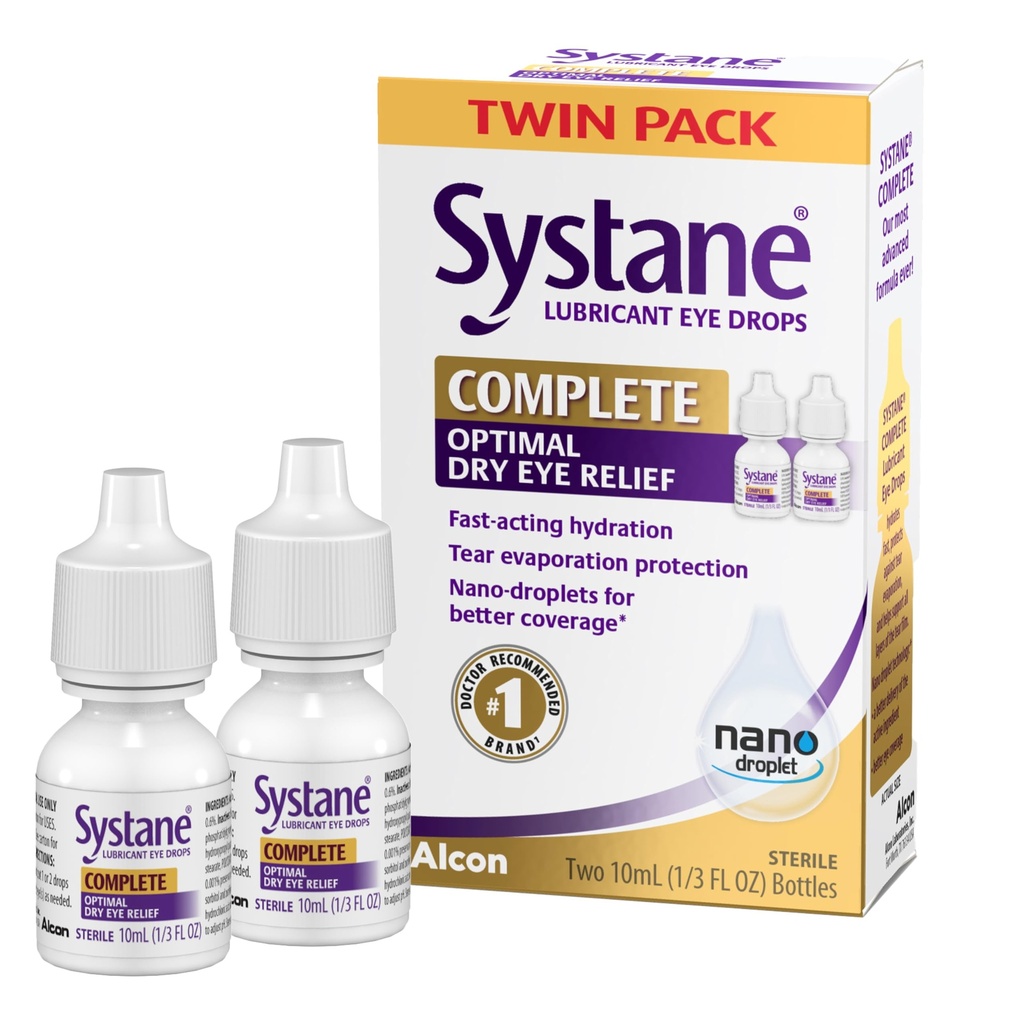 Systane Complete Lubricant Eye Drops, 0,34 Fl Oz, Twin Pack (verpakking van 2)