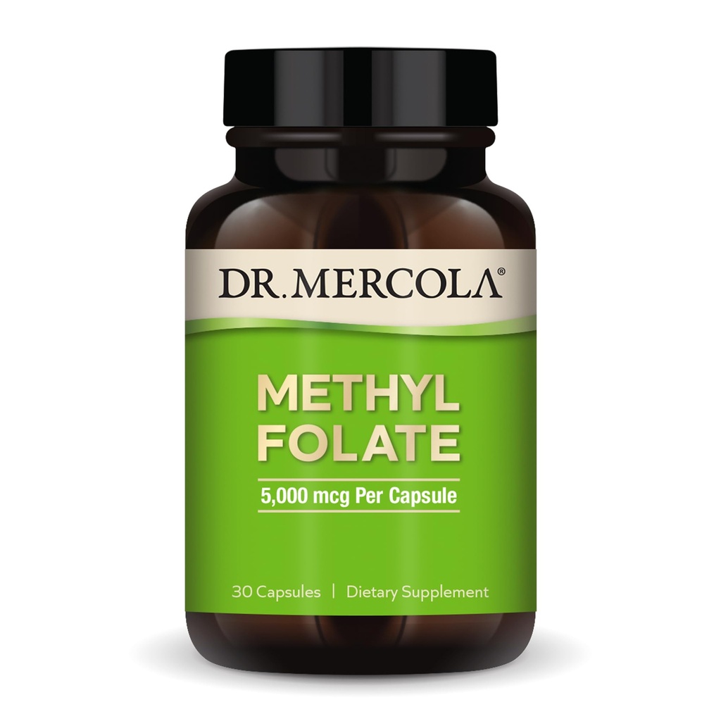 Dr. Mercola Methyl Folate - Ondersteunt Ontgifting & Cellular Health - 5-MTHF Folate - Bio available Formula - 5 mg - 30 Capsules