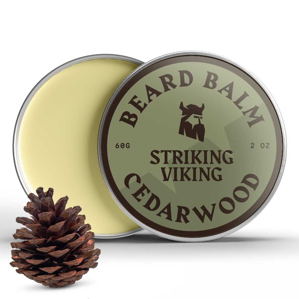 Opvallende Viking baard balsem voor mannen - Verlaten in baard Conditioner - Styling Balm gemaakt met natuurlijk Afgeleide baard boter, Argan & Jojoba Oils (2 Ounce (Pack of 1), Cedar geur)
