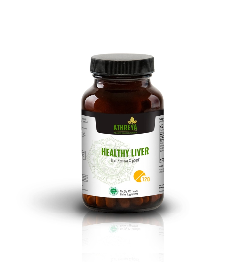 Herbes d'Athreya Comprimés hépatiques sains (120 comprimés) Le mélange d'herbes ayurvédiques soutient l'enlèvement de la toxines (support de soins du foie) Maintien du foie-Immune (Végétalien, Non-OGM) 30 jours
