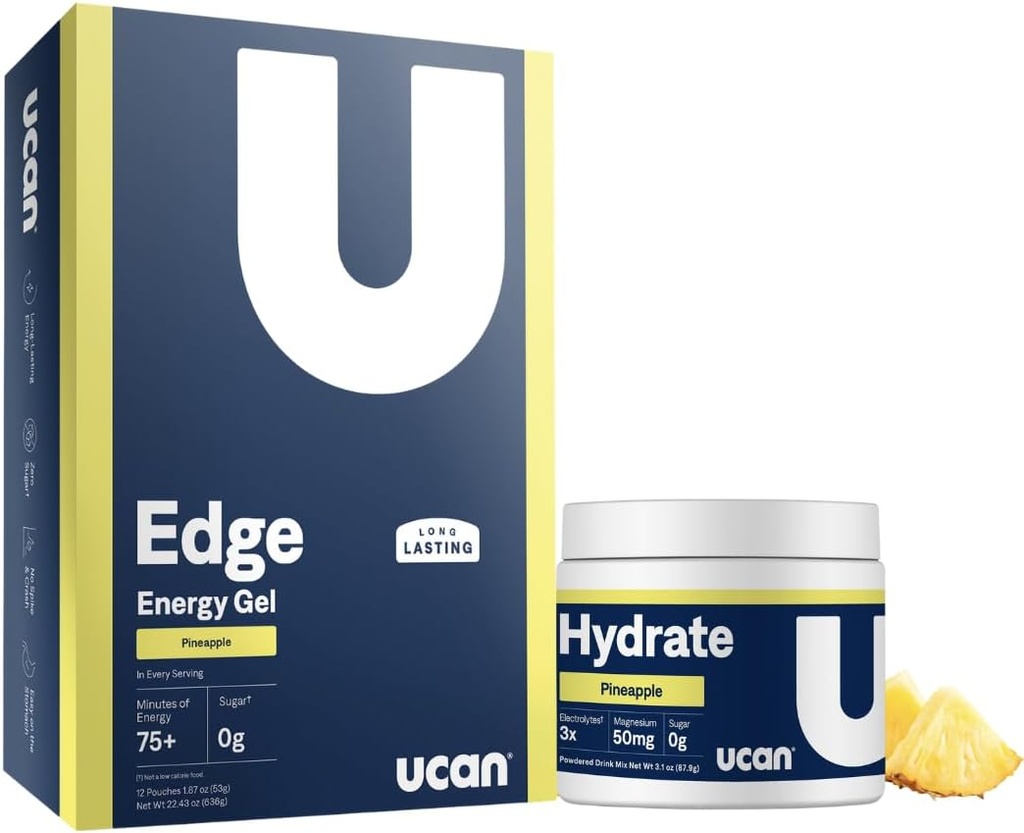 UCAN Ananas Edge Energy Gel & Hydrate - Geweldig voor hardloop-, trainings-, fitness-, fiets-, crossfit- en meer 
