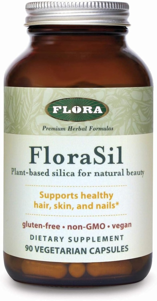 Flora FloraSil 90 Veg Capsules - Silica Supplement met Horsetail Extract voor gezond haar, huid en nagels* - Ondersteuning Collageen Formation