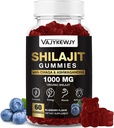 1000 MG Shilajit Gummies, Biologische Shilajit Gummies met 85+ Trace Minerals, Fulvic Acid, Shilajit voor mannen en vrouwen, Shilajit Resin, Shilajit Himalaya Organic for Energy, Brain, Immunity, 60 Count