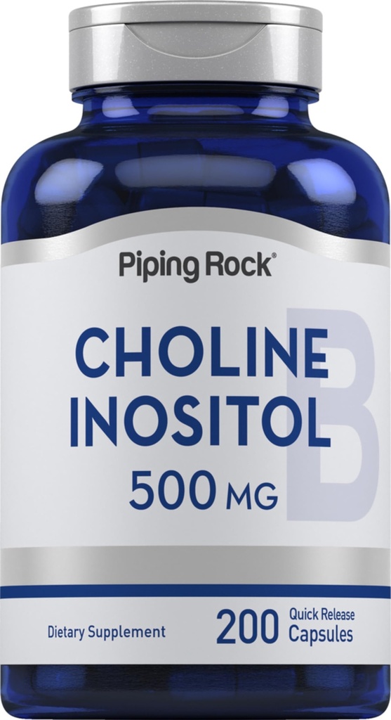 Piping Rock Choline Inositol Supplementen 500mg 200 Capsules Choline Bitrate & Myo-Inositol Non-GMO, Glutenvrij