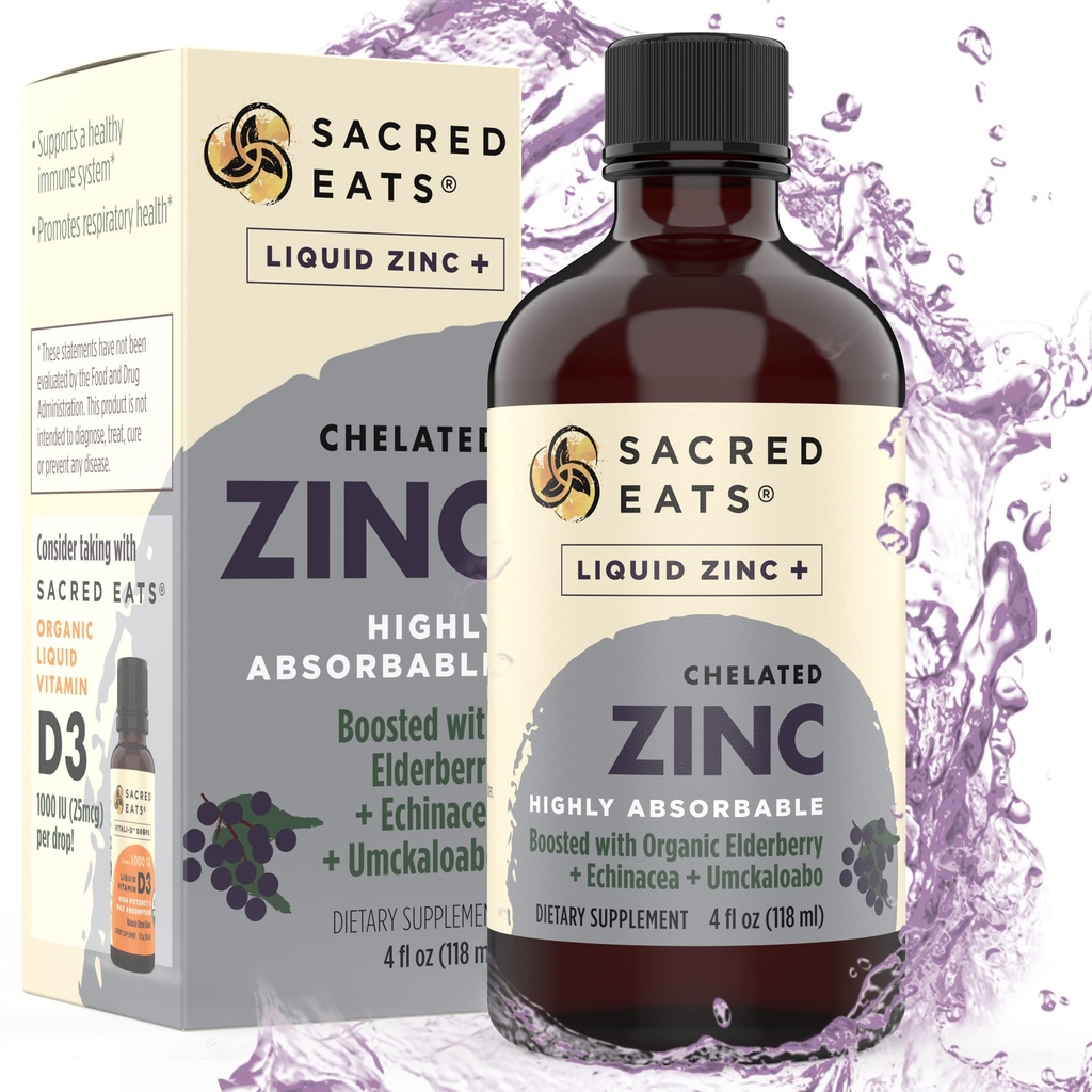 Vloeibaar zink (Glycineer Chelate) met biologische vlierbessen en echinacea (hoog in quercetine) 