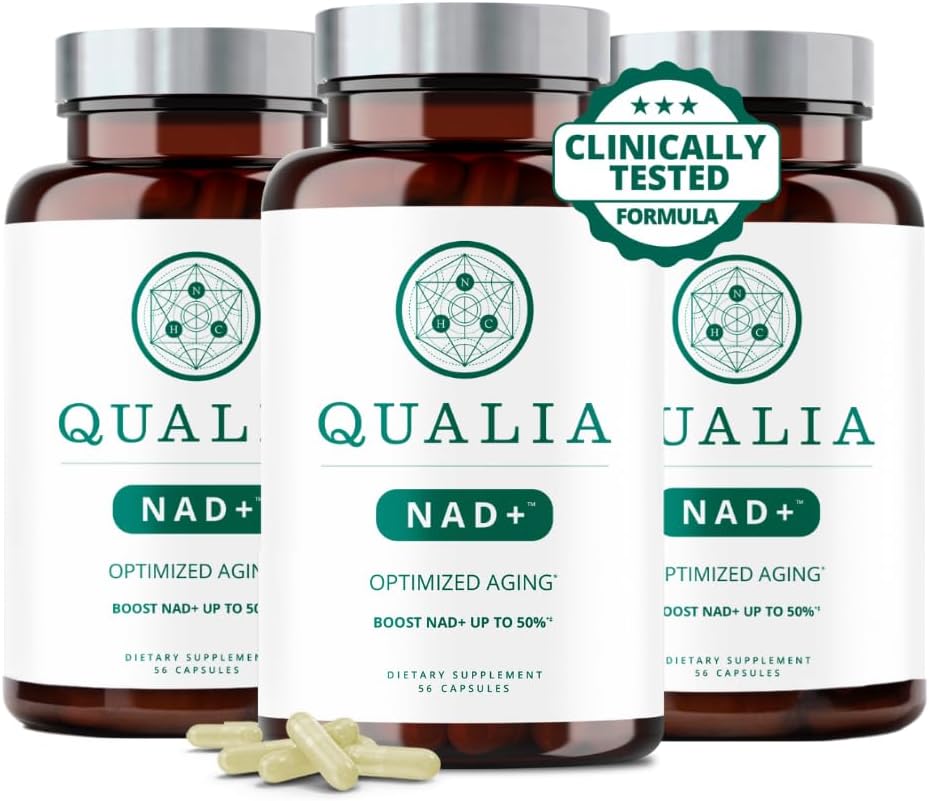 Qualia NAD Supplement  Geoptimaliseerde Veroudering, Energie, Focus. Elite NAD+ Booster Ingrediënten: Nicotinamide Riboside (NIAGEN,) Niacin, Niacinamide (3 maanden levering)