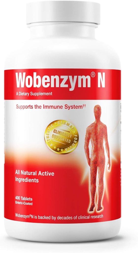Douglas Laboratories Wobenzym N - Authentic German Supplement - Systemic Enzymes - For Immune System and Joint Health* - With Papain, Rutin & Bromelain - 400 Enteric Coated Tablets