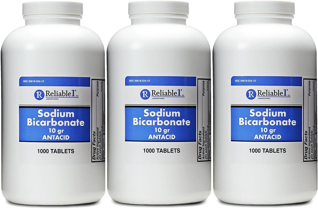 Bicarbonate de sodium 650 mg 1000 comprimés antiacides, pour soulager l'indigestion acide, les brûlures d'estomac, l'estomac aigre et l'estomac relevé