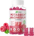 Kalium Magnesium Gummies, Nieuwe Formule Kalm Magnesium Glycinate Gummies, Kauwbare Gummy Supplementen voor benen krampen en spieren, Raspberry Flavor 90 Tellen