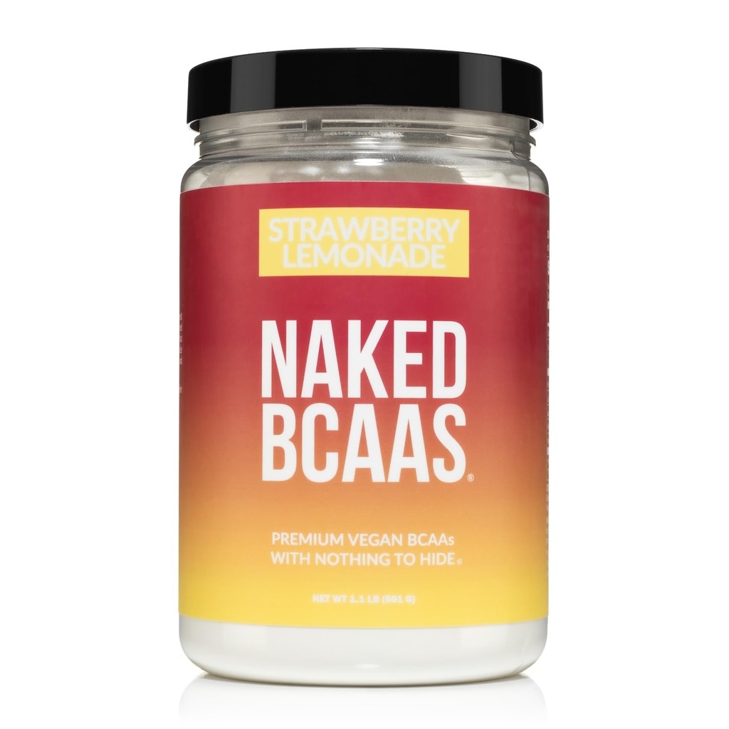 Naked aardbei limonade BCAA's Aminozuren poeder, 100% zuiver 2:1:1 Formule, Vegan vertakte keten Aminozuren, Instantized Alle natuurlijke BCAA Powder Supplement - 501 Gram, 34 Servers