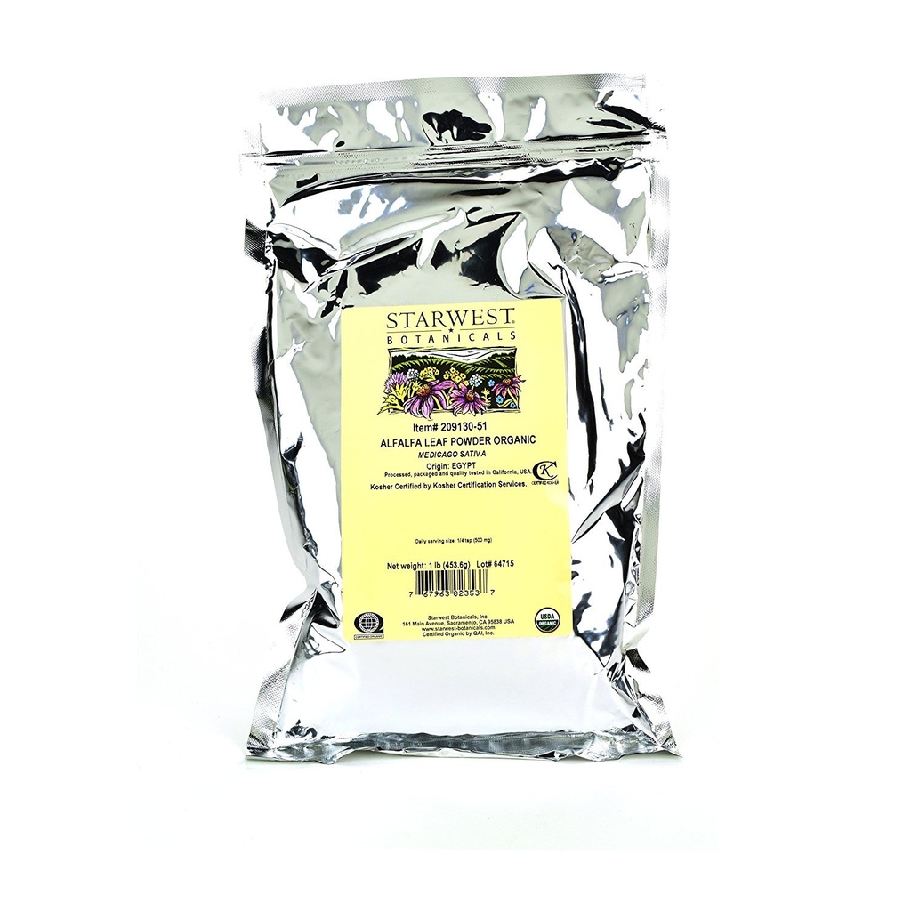 Starwest Botanicals Poudre de feuille d'alfalfa, 1 livre sac en vrac