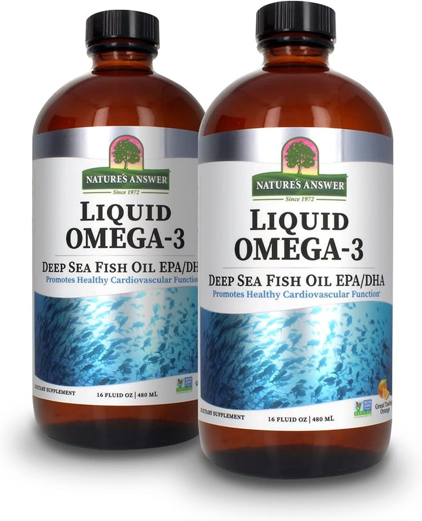 Antwoord van de natuur Vissenolie van de diepzee met EPA/DHA Dieetsupplement Cardiovasculaire ondersteuning Geen conservatieven & Glutenvrije 16oz (verpakking van 2)