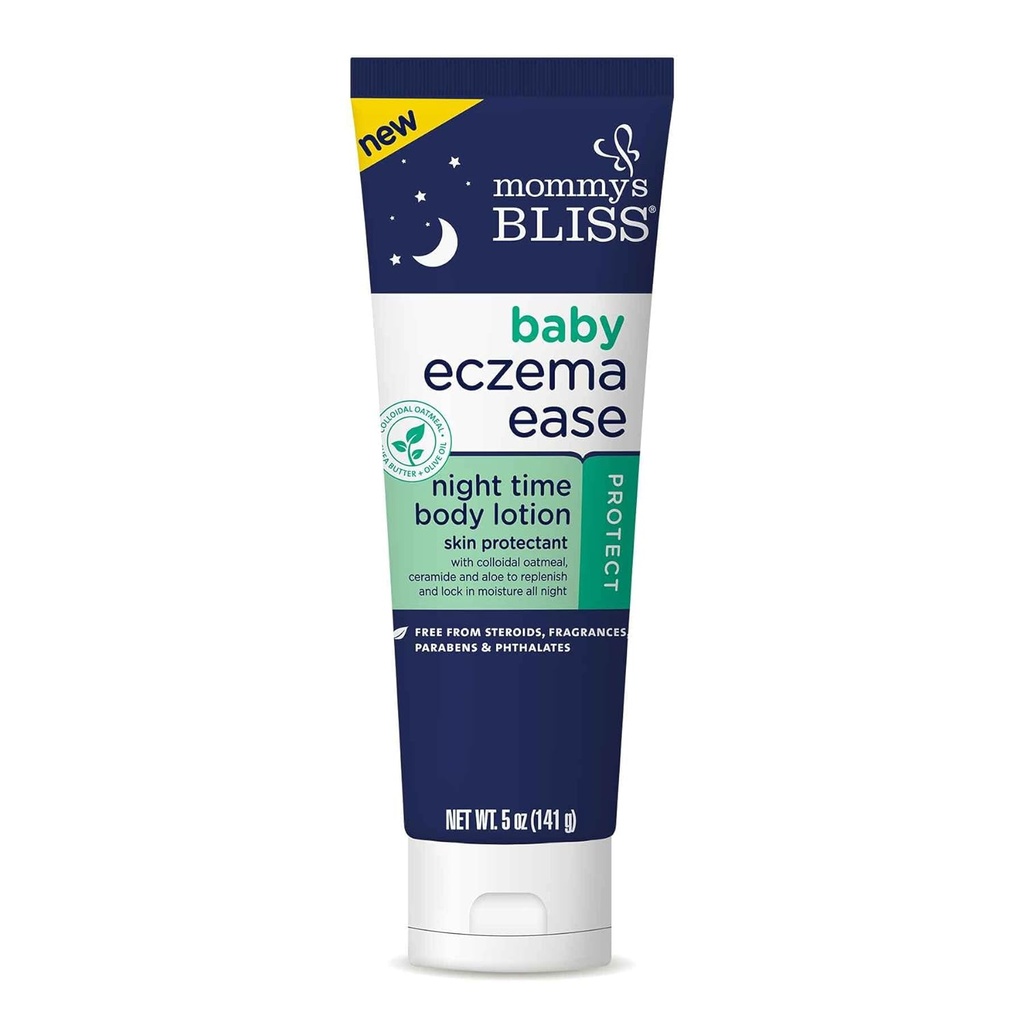 Mama's gelukzaligheid eczeem Ease Night Moisturizer w/Colloïdale havermout, Shea Butter & Olive Oil, Verlicht huid irritaties & jeuken als gevolg van eczeem, Ceramide & Aloë, vrij van steroïden & ftalaten, 5 oz