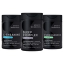 Sportonderzoek Sleep Complex Melatonine-vrije Vegan Capsules, dubbele sterkte L-Theanine supplement voor focus, ontspanning en alertheid en Ashwagandha Softgels voor ontspanning, rust & slaapondersteuning