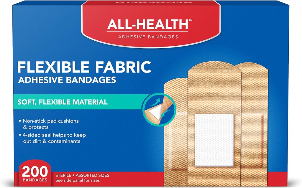 All Health Kleefstof Bandages, 200 Count Assorted Maten 