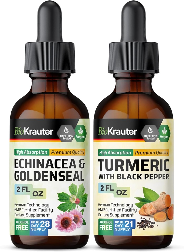 Echinacea met Goldenseal Tinctuur 2 Fl. Oz. & Turmeric Tinctuur 2 Fl. Oz.